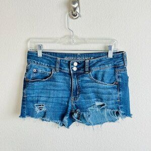 VTG American Eagle 2 Button Distressed Artist Cut Off Jean Short Shorts